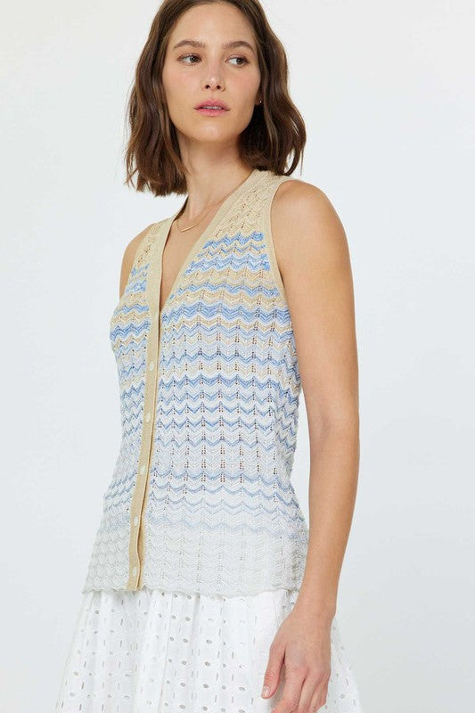 Chevron Stripe Knit Vest