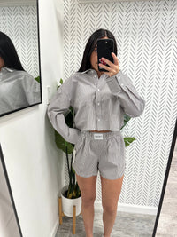 Coffee Stripe Poplin Short