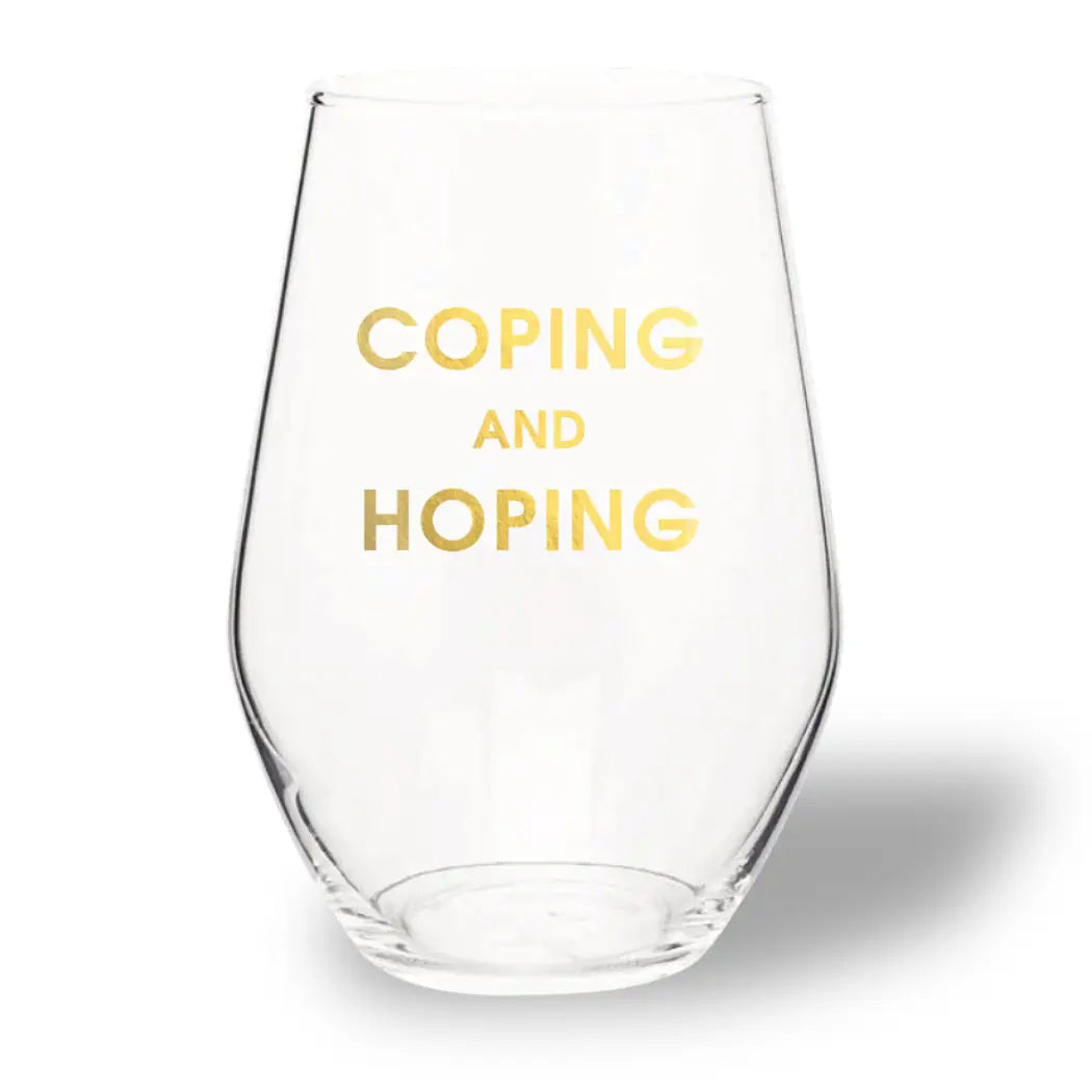 Coping and Hoping Stemless Wine Glass