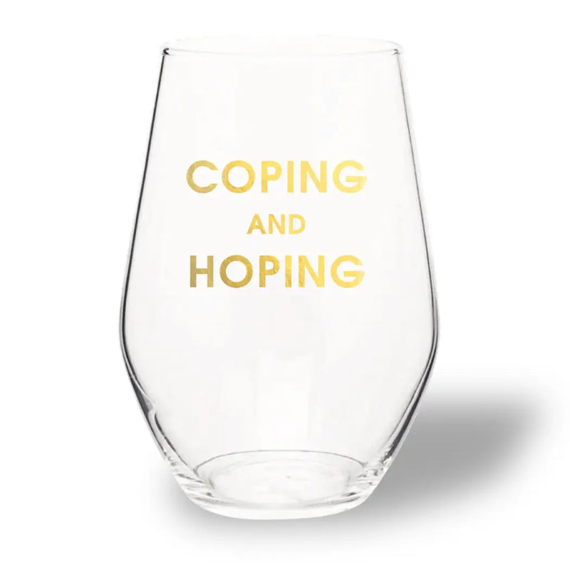Coping and Hoping Stemless Wine Glass