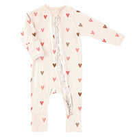 Cozy Romper with Ruffles Mini Hearts