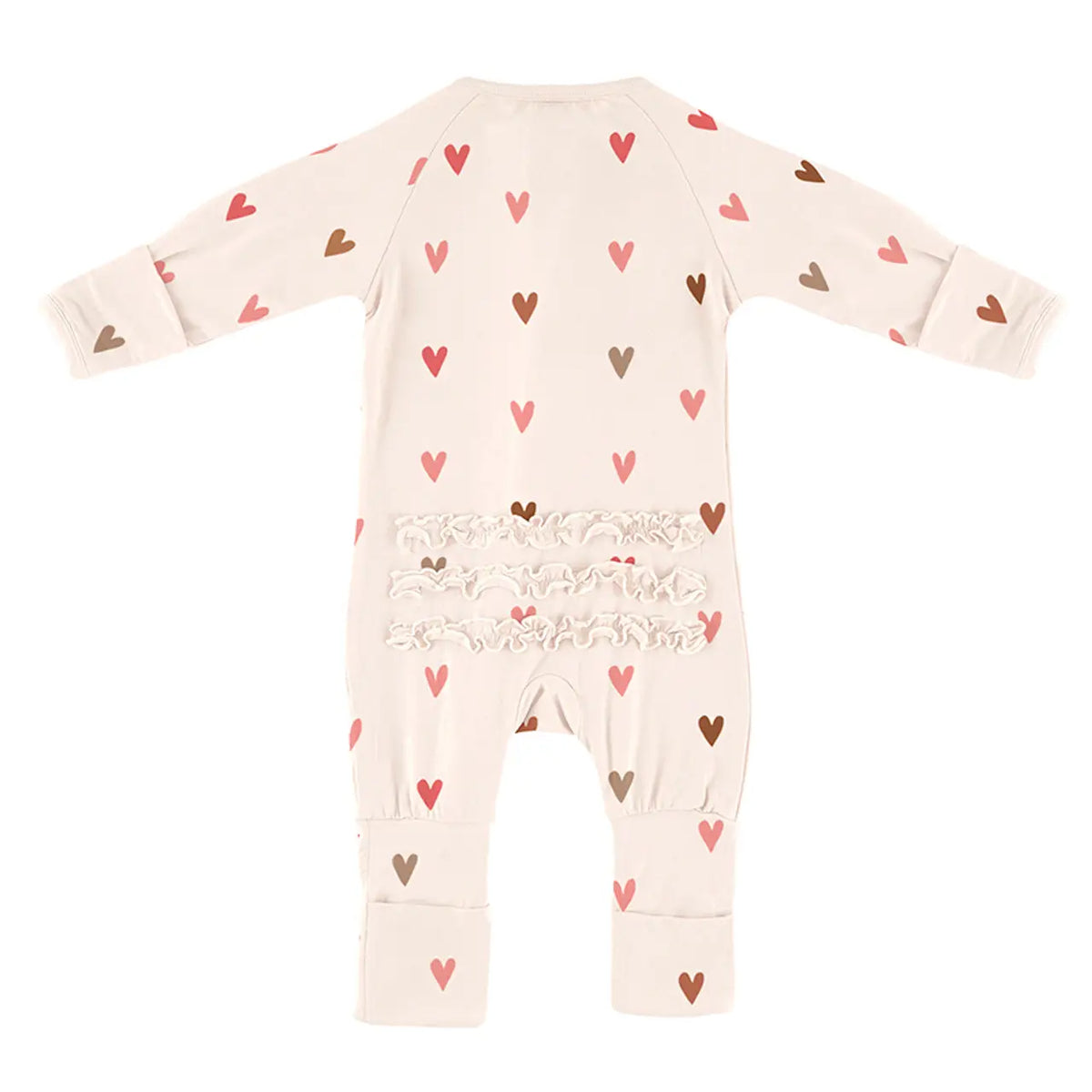 Cozy Romper with Ruffles Mini Hearts