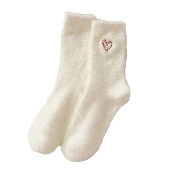 Cute Heart Fuzzy Plush Socks