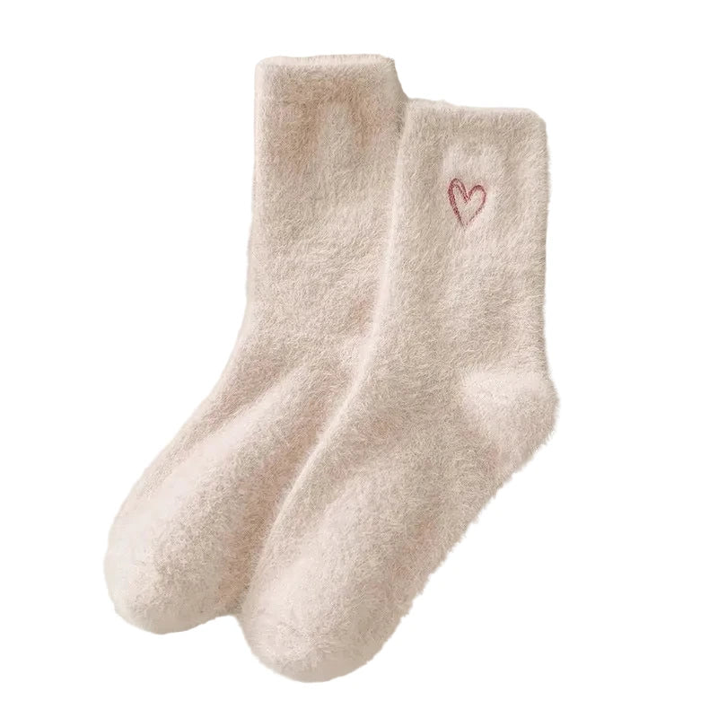 Cute Heart Fuzzy Plush Socks