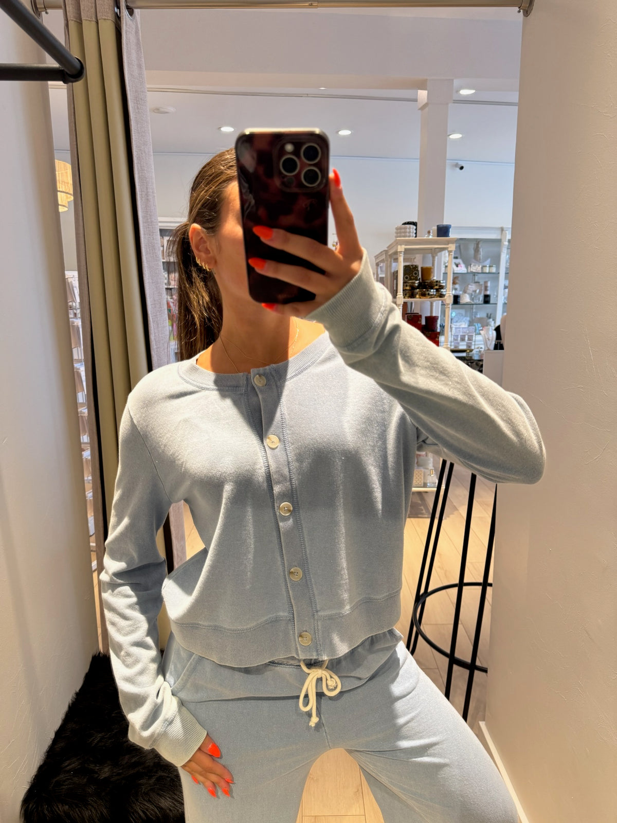 Daily Knit Denim Cardigan Ocean Air Indigo