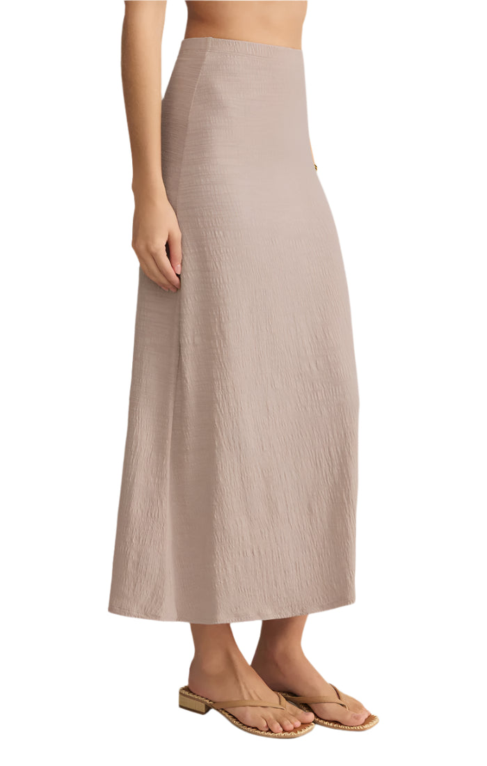 Delavine Textured Midi Skirt Parchment