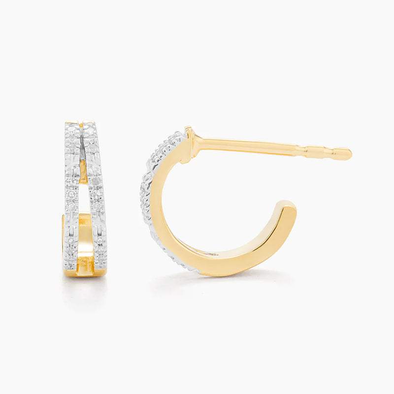 Double Bar Huggie Earrings