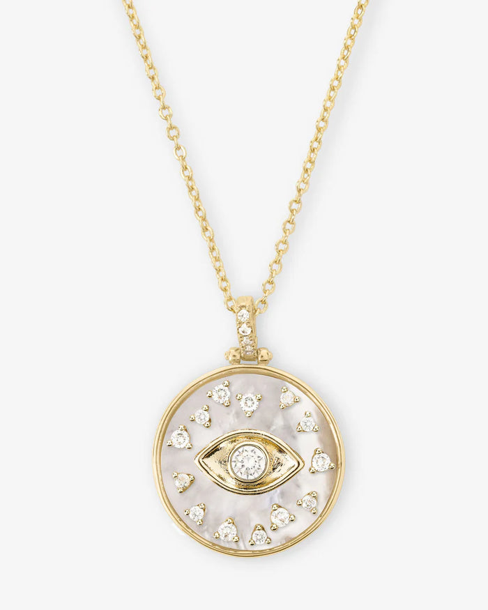 Evil Eye Medallion Necklace Gold