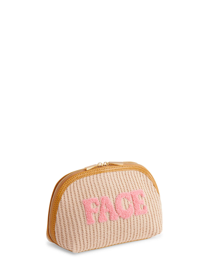 Face Knit Zip Pouch Toast