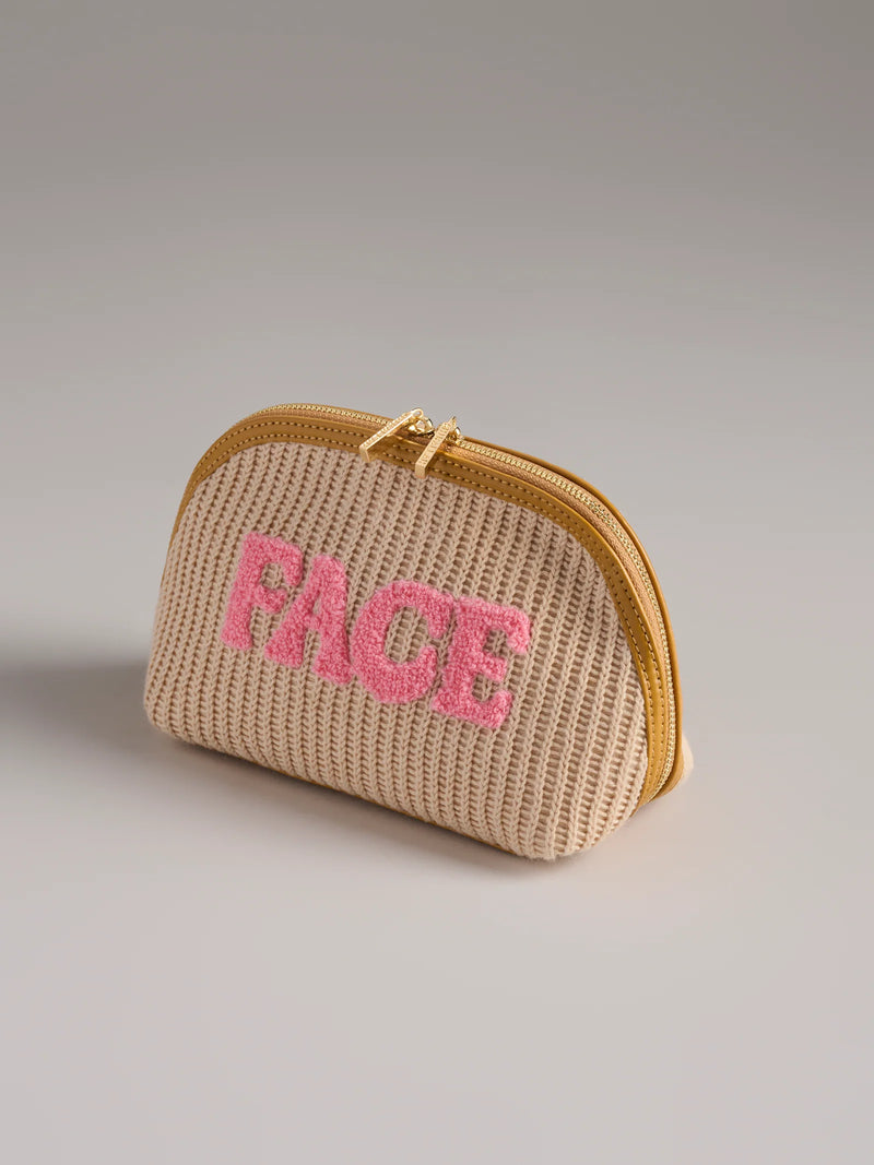 Face Knit Zip Pouch Toast
