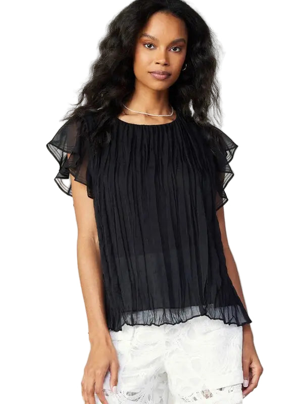 Flutter Sleeve Crinkle Top