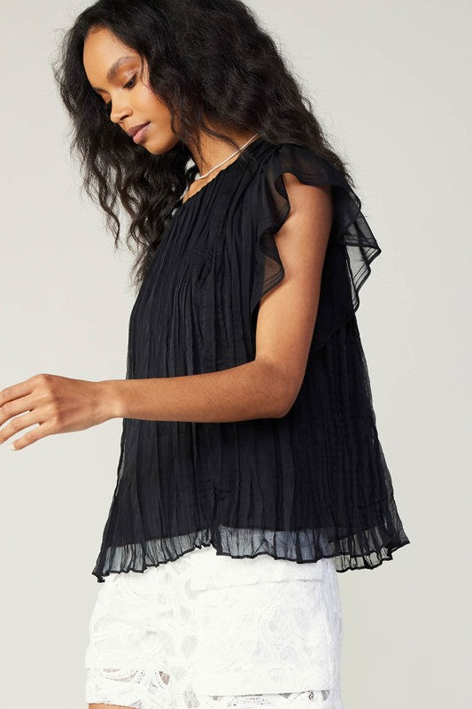 Flutter Sleeve Crinkle Top