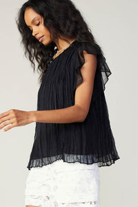 Flutter Sleeve Crinkle Top
