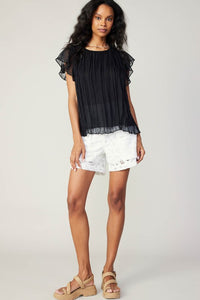 Flutter Sleeve Crinkle Top