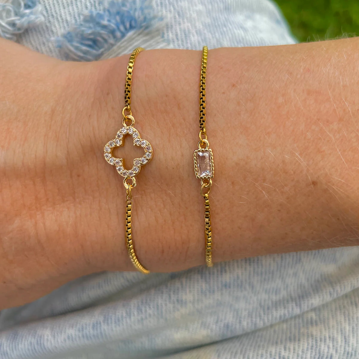 Crystal Flora Slider Bracelet in Gold