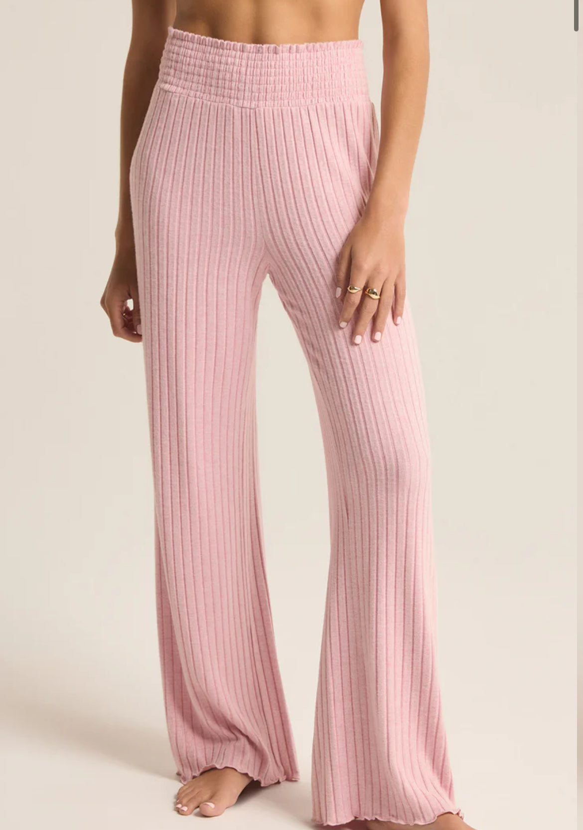 Dawn Smocked Rib Pant Sunset Mauve