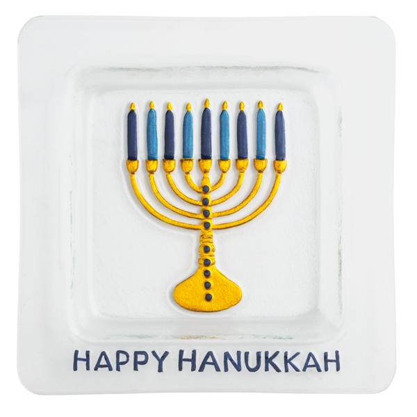 Fused Glass Menorah Plate