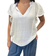 White Flair Sleeve Tank