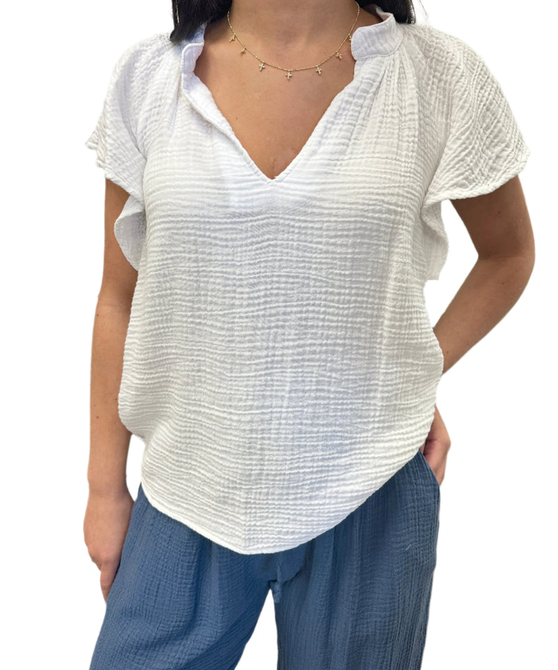 White Flair Sleeve Tank
