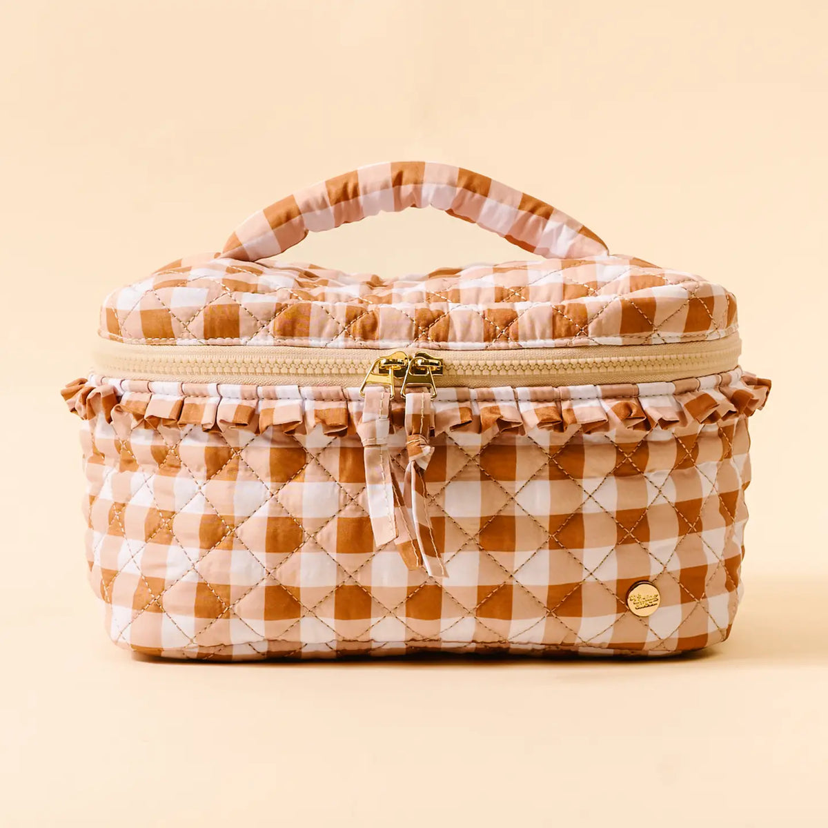 Glam & Go Quilted Cosmetic Bag Maple Gingham