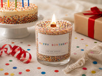 Happy Birthday Sprinkle Wooden Wick Candle