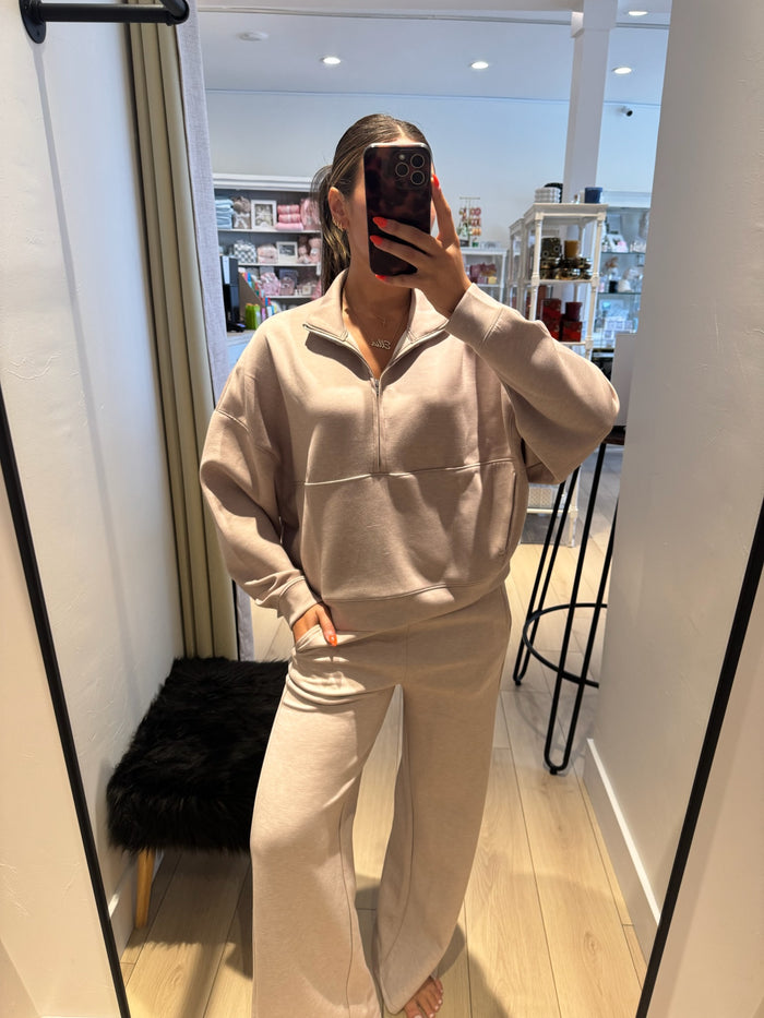 Heather Oatmeal Cloud Fleece Quarter Zip