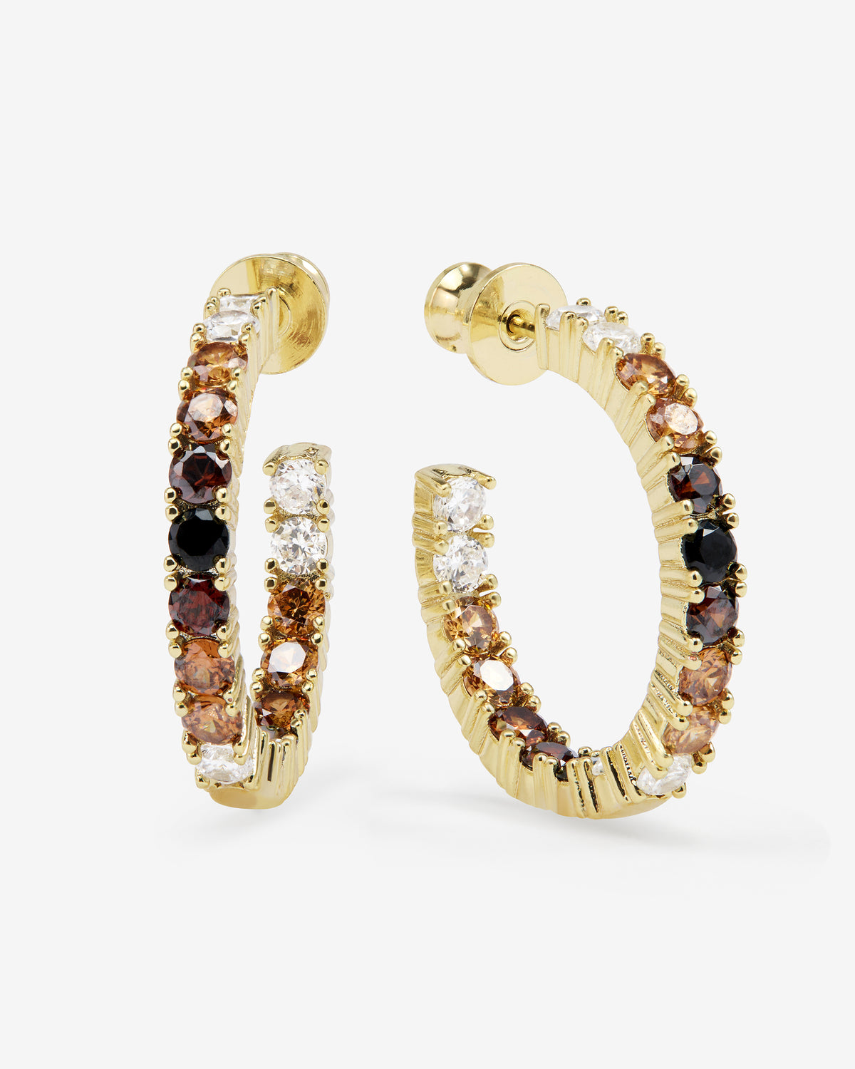1" Heiress Hoops in Gold Black Ombre