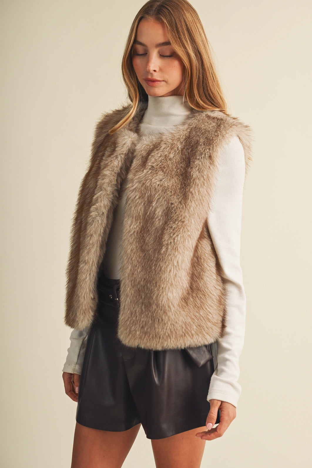 Fur Vest Beige