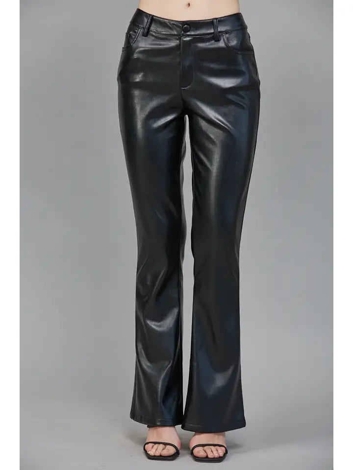High Waisted Faux Leather Pant