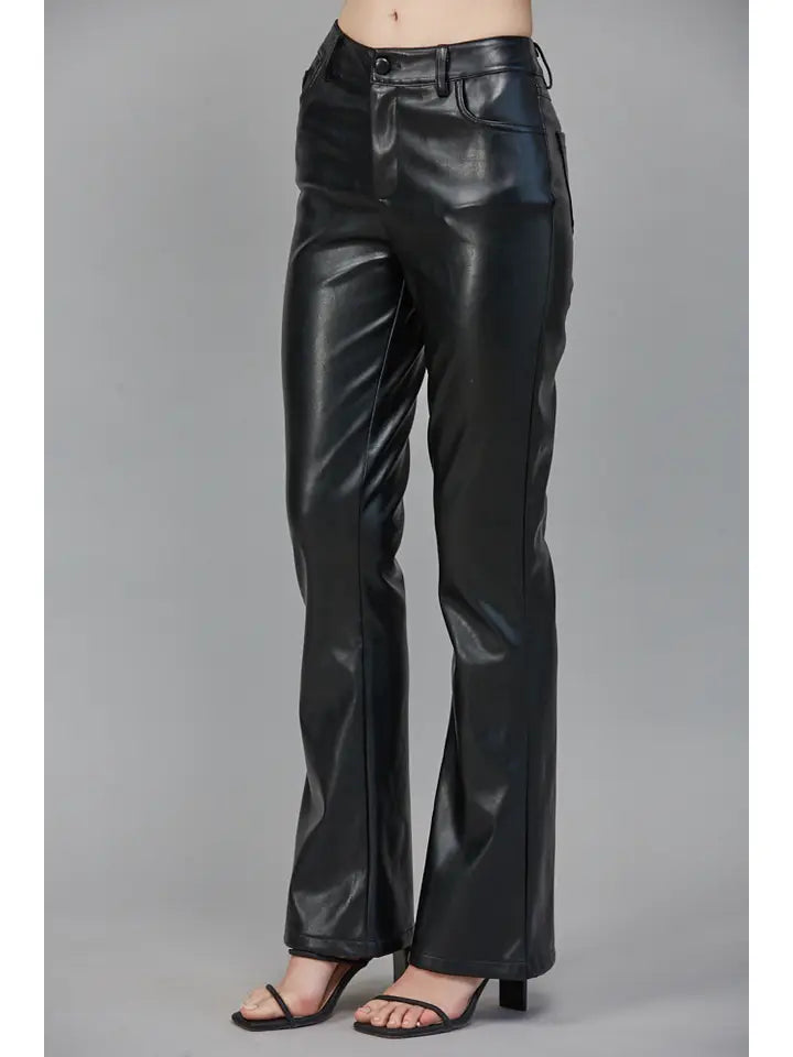 High Waisted Faux Leather Pant