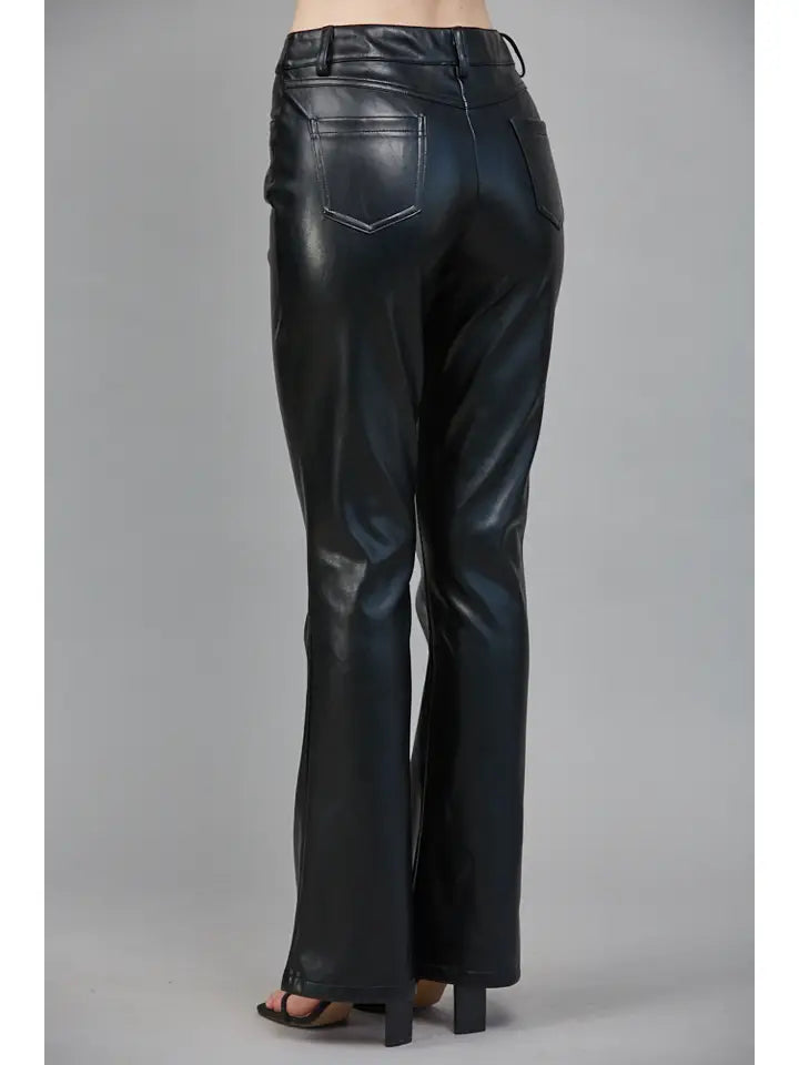 High Waisted Faux Leather Pant
