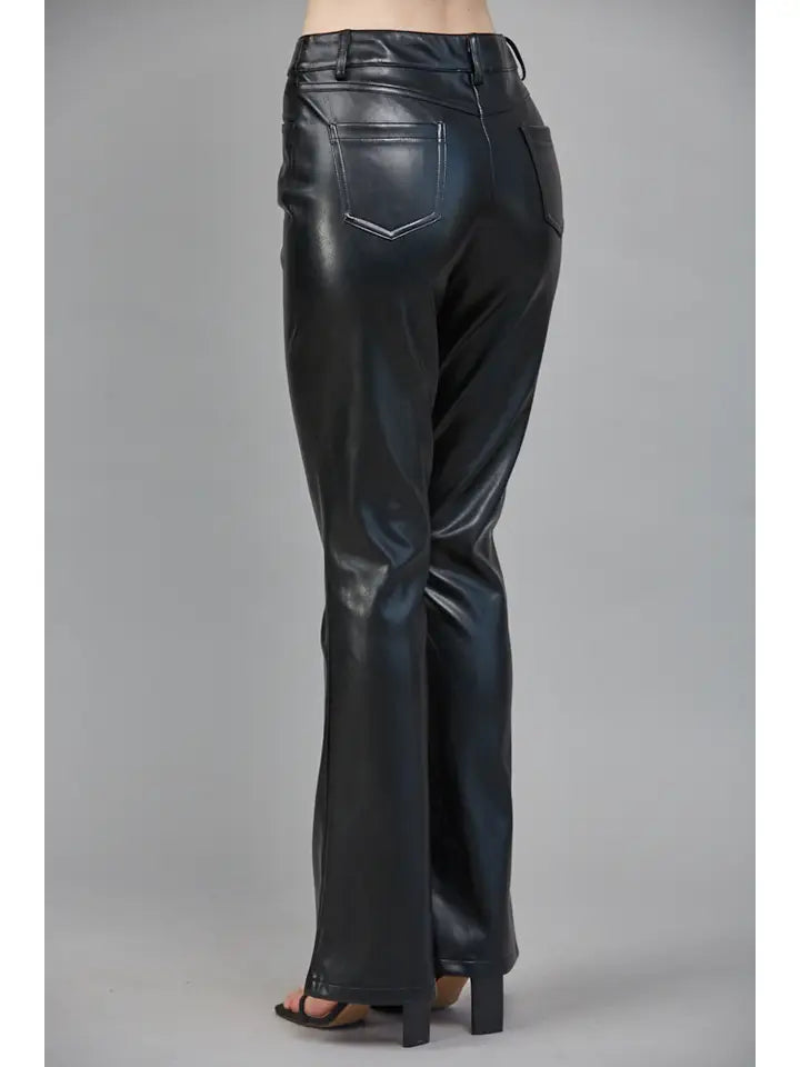High Waisted Faux Leather Pant