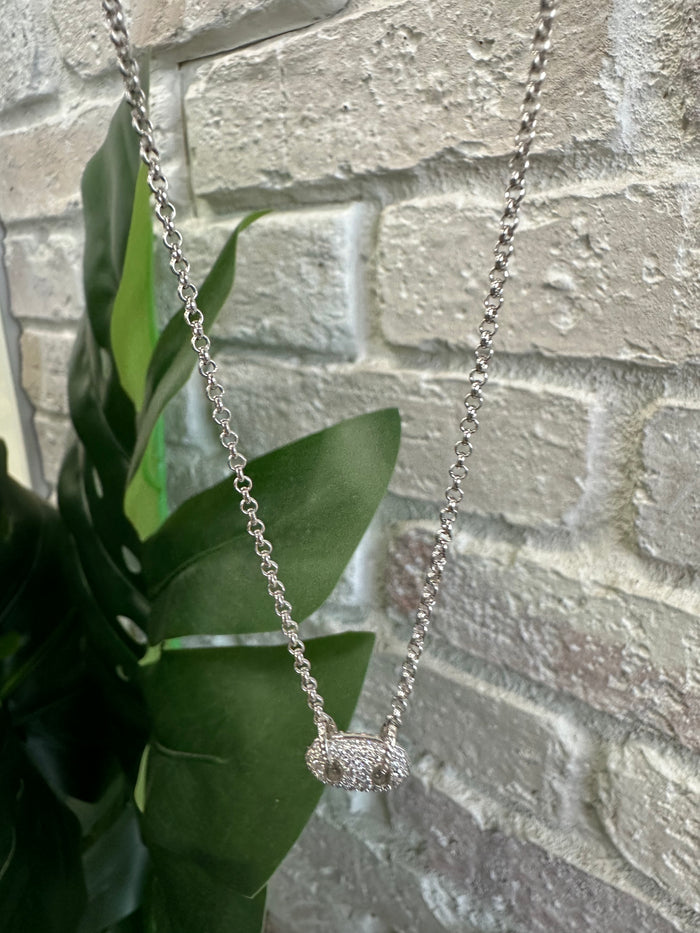 Bailey Pave Pendant Necklace in White Crystal