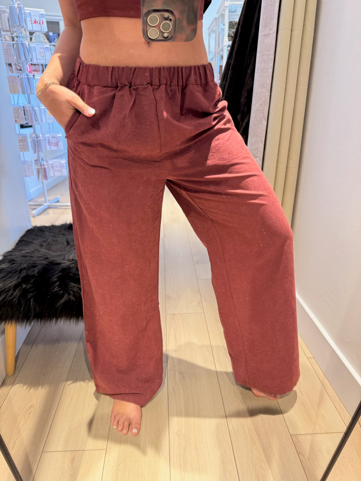 Midrise Cupro Wide Leg Pants