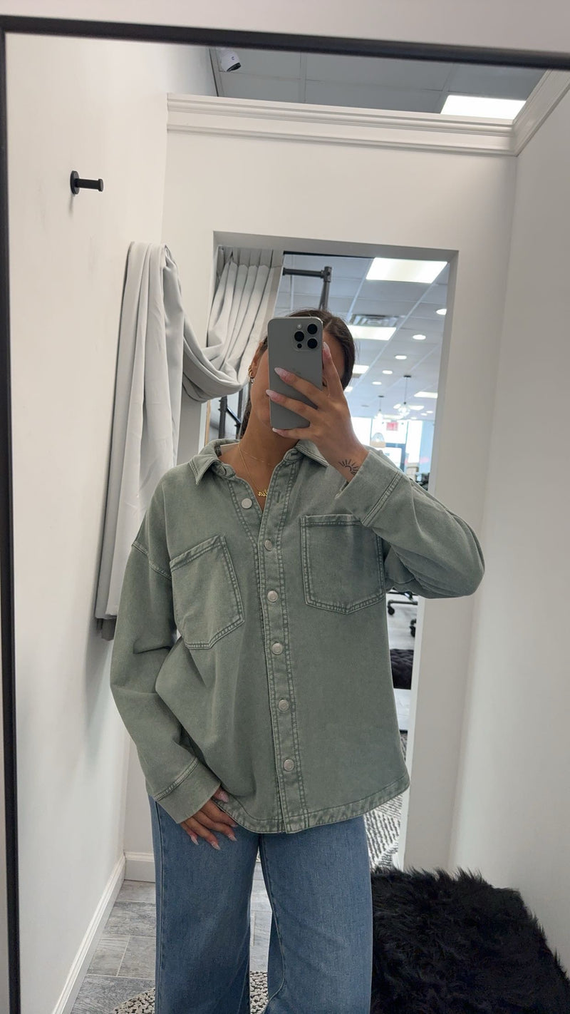 All Day Knit Denim Jacket Palm Green