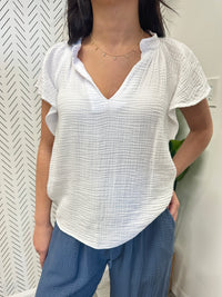 White Flair Sleeve Tank