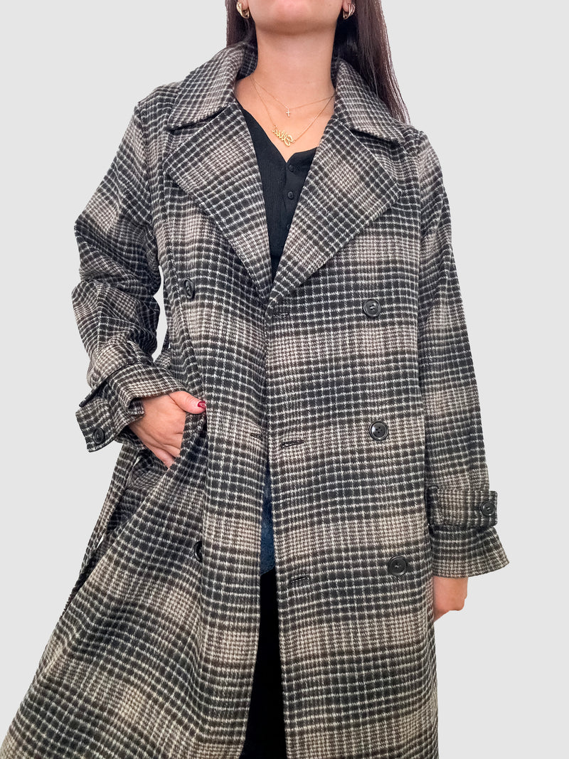 Jackie Plaid Trench Latte