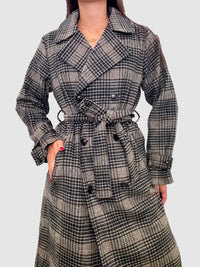 Jackie Plaid Trench Latte