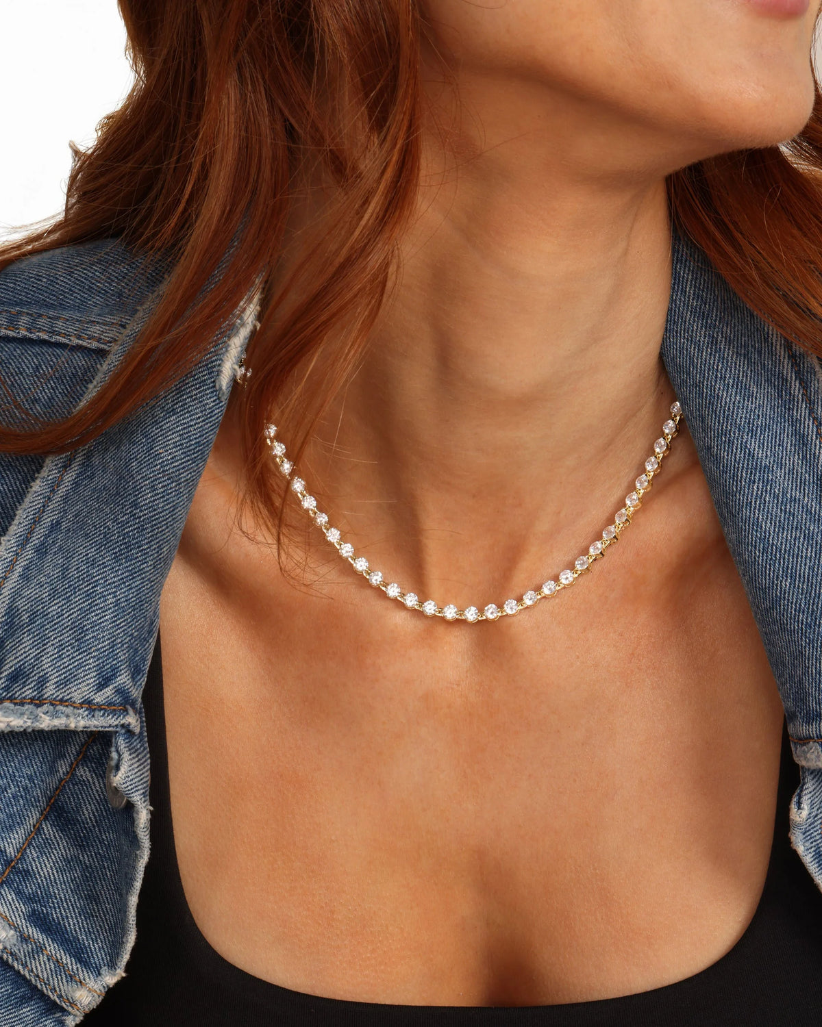 She's an Icon Tennis Necklace 16" in Gold