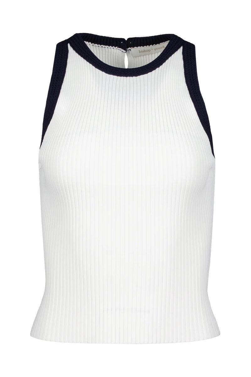 Candace White Ribbed Sweater Tank