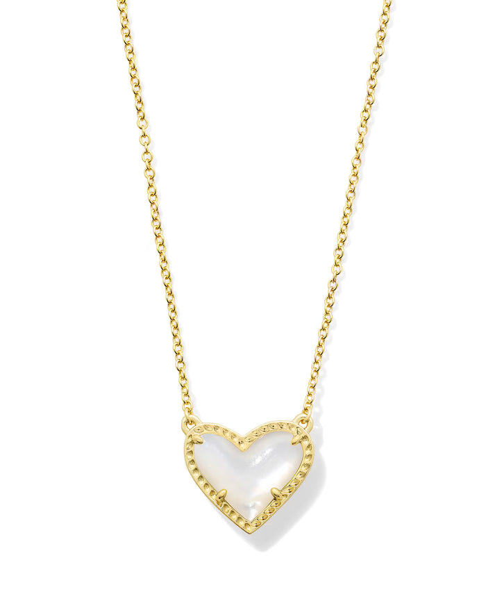Ari Heart Necklace Gold Ivory