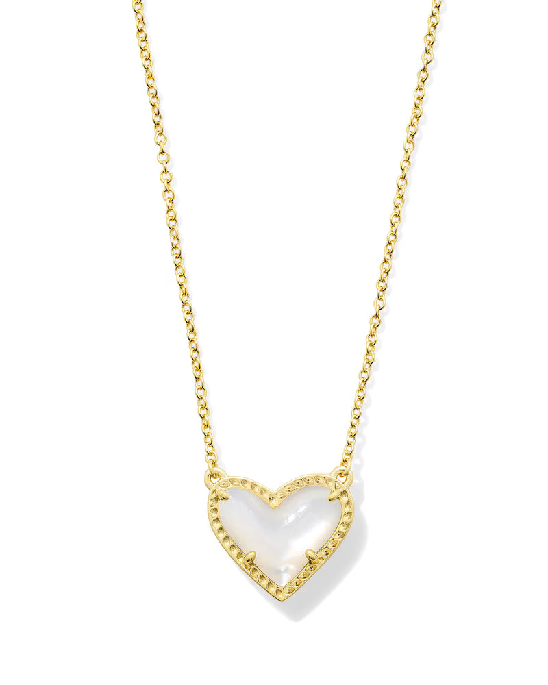 Ari Heart Necklace Gold Ivory
