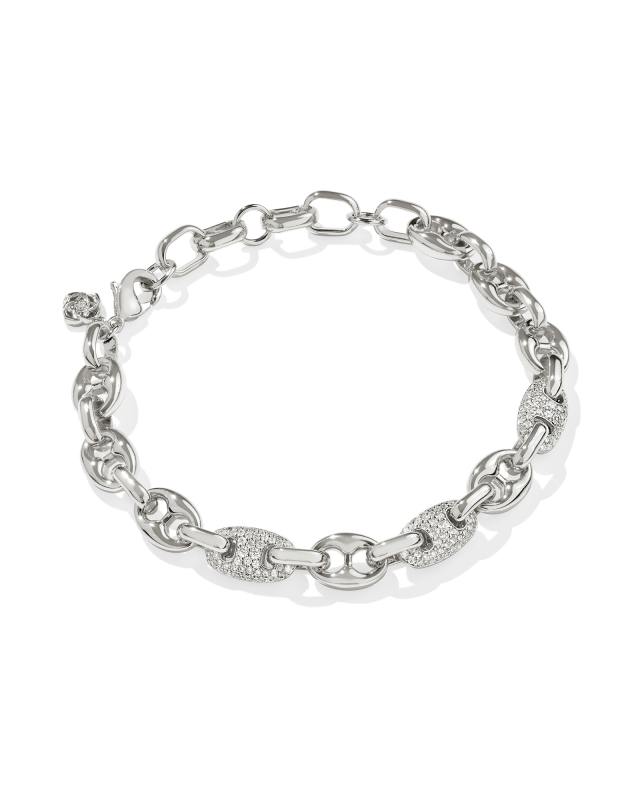 Bailey Pave Chain Bracelet in White Crystal