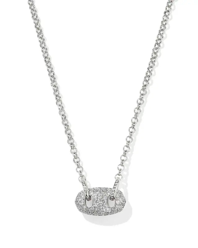 Bailey Pave Pendant Necklace in White Crystal