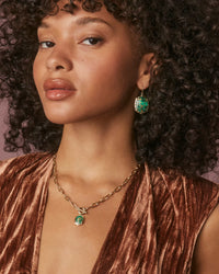 Daphne Link and Chain Necklace Bronze Veined Green Malachite