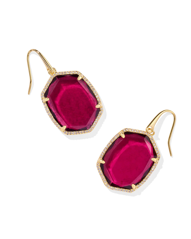 Daphne Gold Pave Drop Earrings