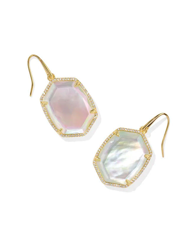 Daphne Gold Pave Drop Earrings