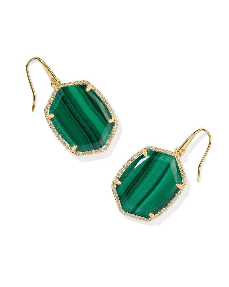 Daphne Gold Pave Drop Earrings