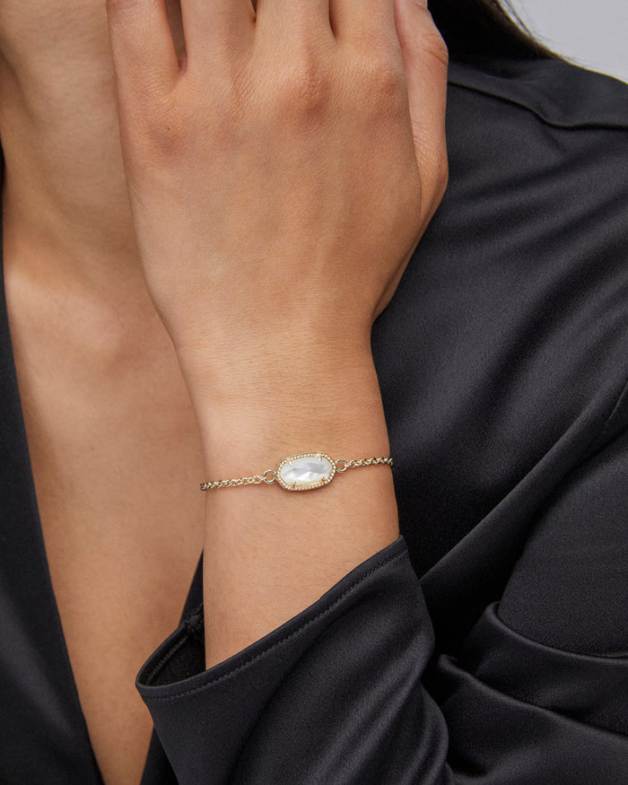 Elaina Gold Adjustable Chain Bracelet in Ivory Mother-of-Pearl