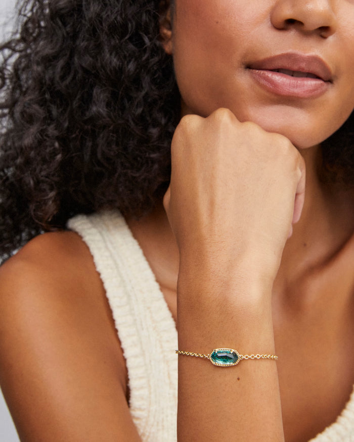 Elaina Adjustable Chain Bracelet in Gold London Blue